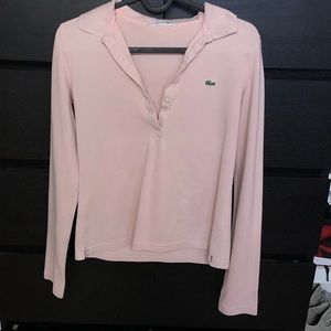 Pink Lacoste long sleeve polo